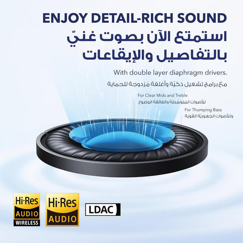 soundcore by Anker Space Q45 Adaptive Active Noise Cancelling Headphones, Reduce Noise by Up to 98%, 50H Playtime, App Control, LDAC Hi-Res Wireless Audio, Comfortable Fit, Clear Calls, Bluetooth 5.3