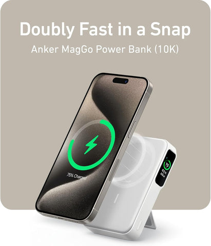 Anker Maggo 10K Power bank, Qi2 Certified 15W Ultra Fast Charging Charger A1654 (White)