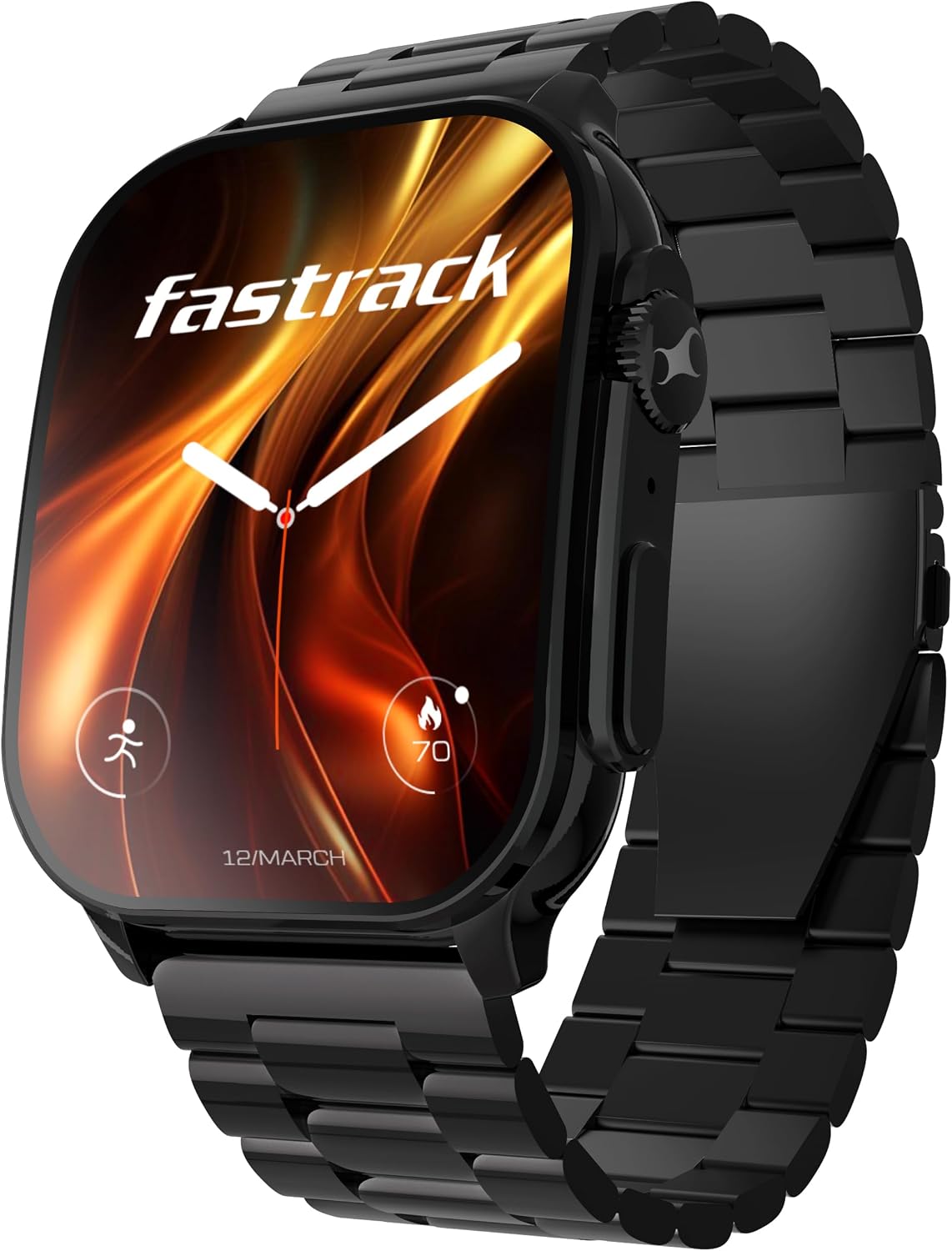 FASTRACK HORIZON S1 SMART WATCH 1.96" AMOLED ARCHED DISPLAY, FUNCTIONAL CROWN, BT CALLING, HEALTH SUITE, BLACK METAL CASE (BLACK STEEL)