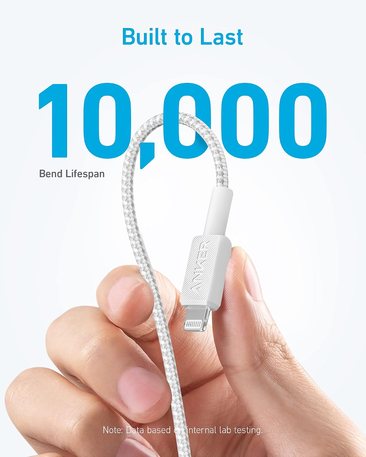 ANKER MFi Certified Type C to Lightning Cable 100W, Braided 3ft White, Super Fast iPhone Charging Cable (50% Charge in 30 mins), Data Sync Compatibility & Power Delivery (PD)