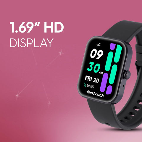 Fastrack New Reflex Hello|BT Calling|1.69” HD Display|50+ Sports Modes|100+ Watchfaces|Game|BP Monitor|24x7 HRM| SpO2|Sleep Monitor|Custom Watchface|5 Day* Battery|Camera & Music Control|IP68|Black