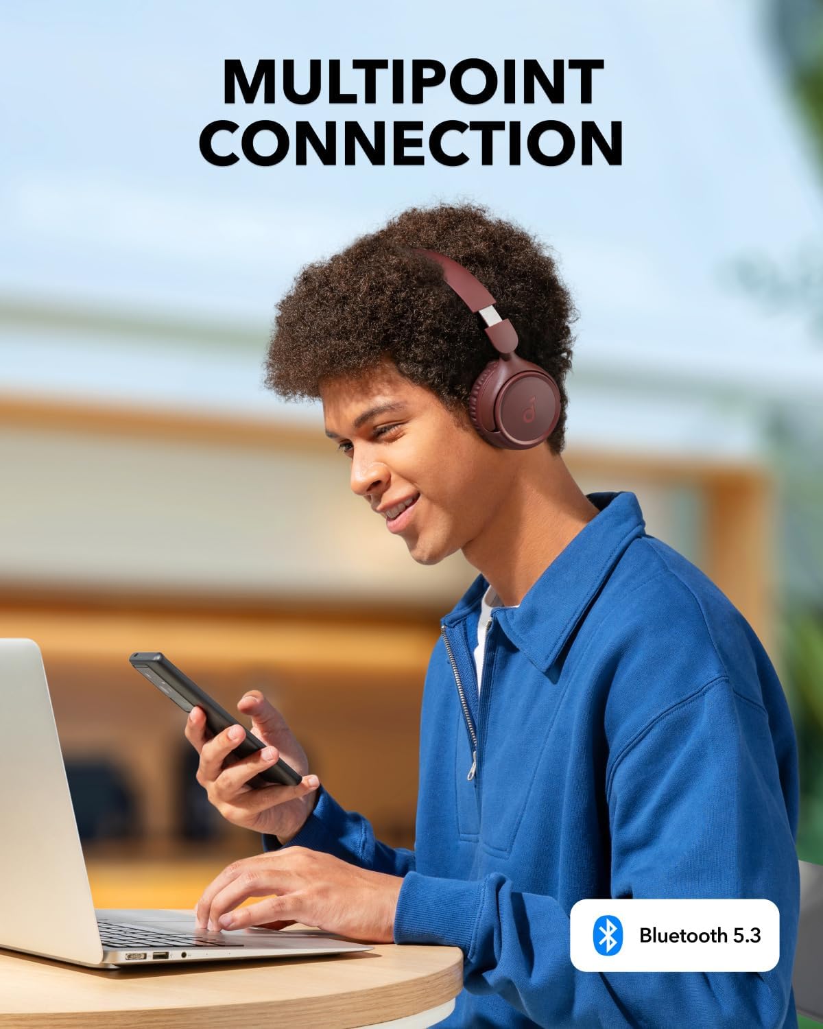 Soundcore by Anker H30i Bluetooth Headphones 70 Hours Playback 40 mm Drives Bluetooth 5.3 Ultra Light App Supported Red