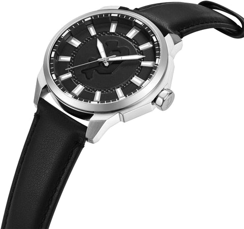 Laweka Watch For Men Black Dial And Black Leather Strap