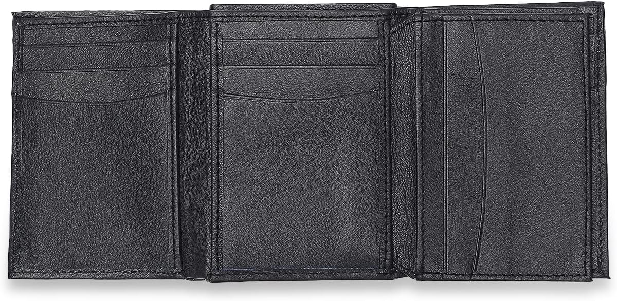 Tri-Fold Organised Wallet Flat Nappa Genuine and Smooth Leather Upper IM2021XDA0006-400-Navy Blue