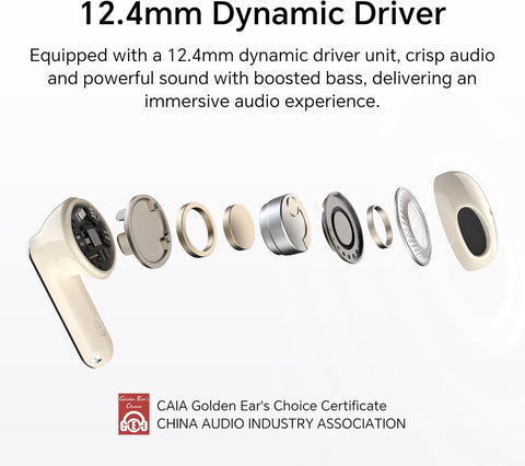 HONOR CHOICE CuBuds Wireless Earbuds with 2” Interactive Touch Screen, 50H Battery Life, 12.4mm Dynamic Driver, AI Call Noise Cancellation, IP54 Water Resistance & Dual Device Connection – Khaki