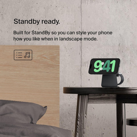 Belkin Fast Charge Pro 2-in-1 Wireless Charging Dock with MagSafe 15W Fast Charge iPhone Charger Compatible with iPhone 16, 15, 14, 13, and 12 Series, AirPods, and Other MagSafe Enabled Devices