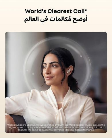 soundcore Anker Liberty 5 Pro Max Wireless Earbuds, AI Note-Taker(120 Free Mins/Mo, Membership for More) for in-Person Meetings, Whisper-Clear Calls, ANC, Smart Case, 5 Mins Charge = 4 Hrs Playtime