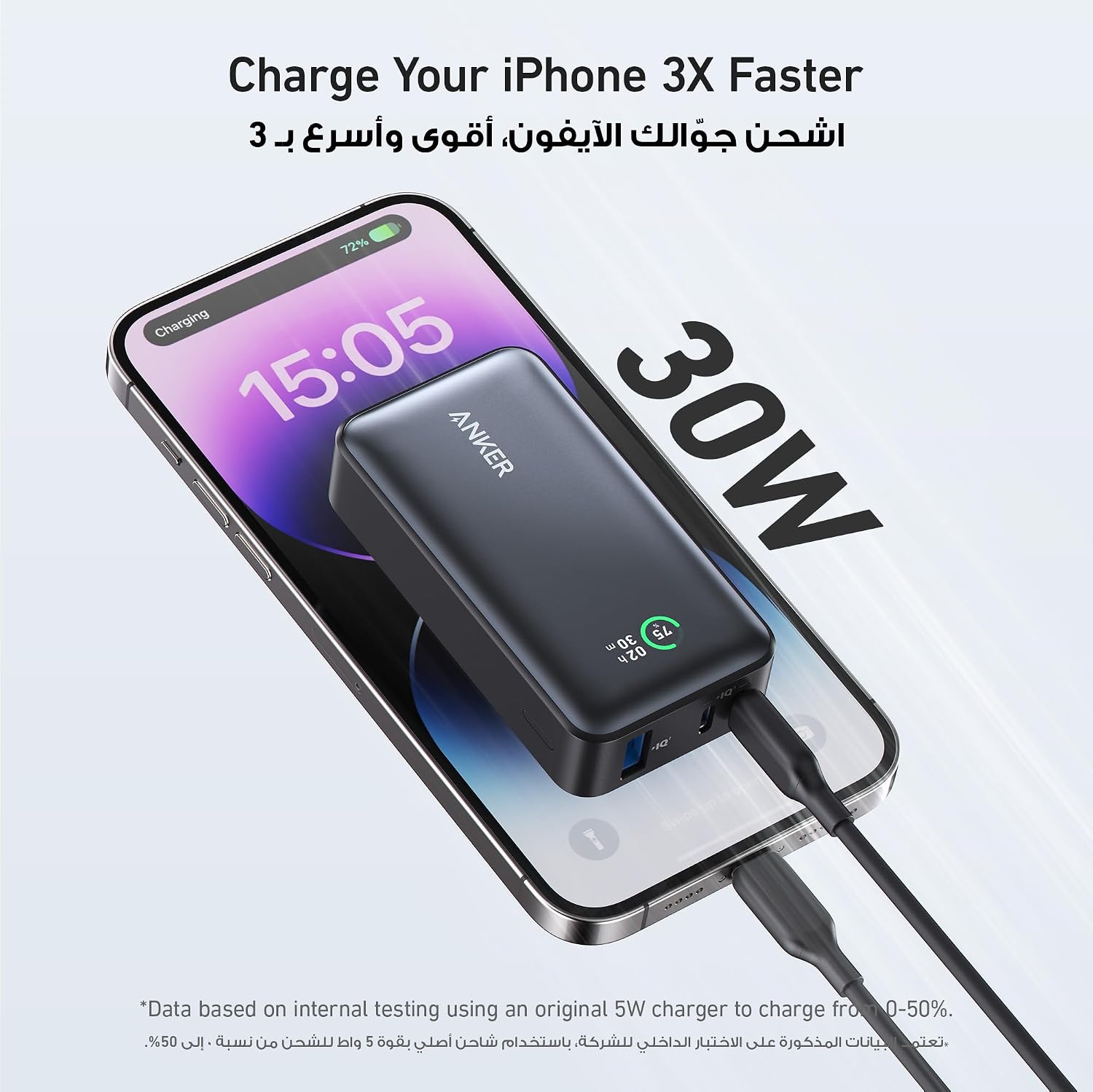 Anker Power Bank, 533 Power Bank (PowerCore 30W), Power IQ 3.0 Portable Charger with PD 30W Max Output, 10,000mAh Battery Pack for iPhone 16/15/14 Series, Dell, Microsoft Surface, iPad Pro, and More