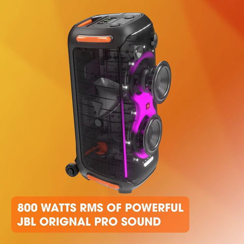 JBL Partybox Ultimate Massive party speaker with powerful sound, multi-dimensional lightshow, and splashproof design.