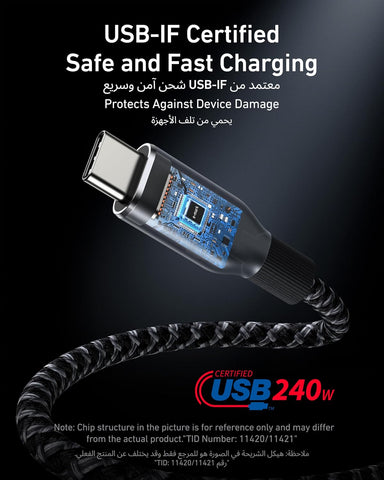 Anker Prime USB C to USB C Cable, 240W 6 ft Fast Charging USB C Cable, Upcycled-Braided Nylon with High Durability, USB 2.0 Cable for iPhone 17/16 Series, MacBook, iPad, Samsung, Huawei, Xiaomi, Vivo