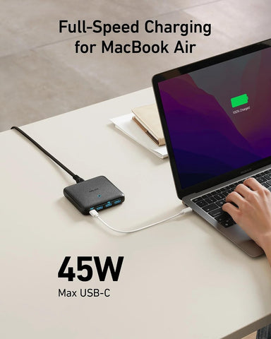 Anker USB C Charger, 65W 4 Port PIQ 3.0&GaN Fast Charger Adapter, PowerPort Atom III Slim Wall Charger with a 45W Power Delivery Port, for MacBook, USB C Laptops, iPad Pro, iPhone, Galaxy, and More