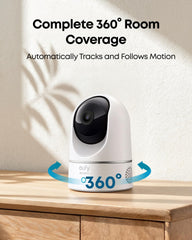 Eufy Security 2K Indoor Cam Pan & Tilt | Smart Home Camera with AI Human & Pet Detection | Motion Tracking | Night Vision | Works with Voice Assistants | MicroSD Storage – No HomeBase Required