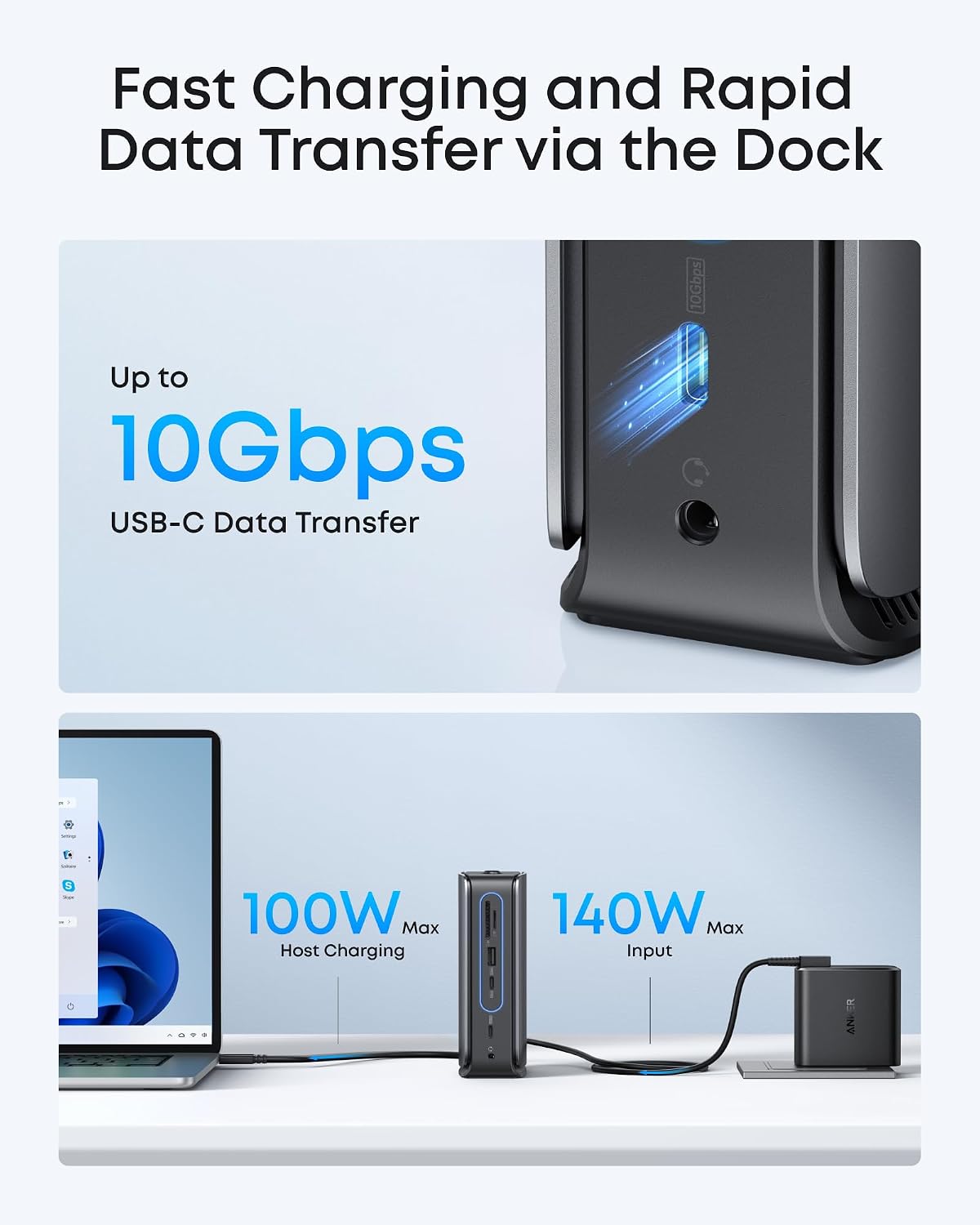Anker Nano 13-in-1 Laptop Docking Station with Detachable 6-in-1 Hub, USB-C 3 Display Docking (2 HDMI+1 DP), 10 Gbps USB-C, 3 USB-A, Audio, SD/TF, Ethernet, 100W Max PD for Dell/Lenovo/HP Home Office