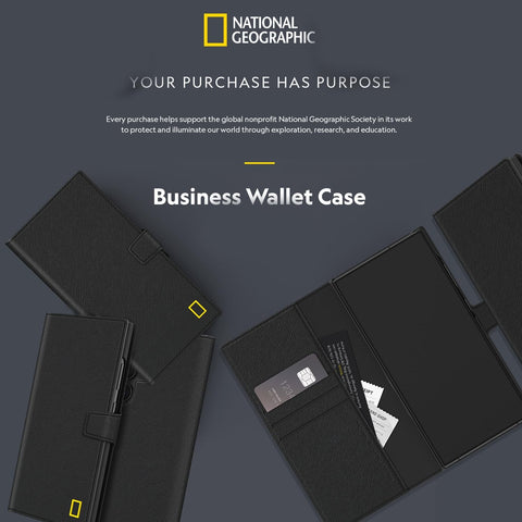 National Geographic Business Wallet Case for Samsung Galaxy S24 Ultra Premium Protective Cover with Card Slots - Black