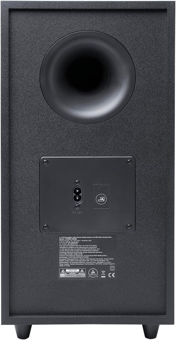 JBL Cinema SB580 3.1 Channel Soundbar with Virtual Dolby Atmos and Wireless Subwoofer - JBLSB580BLKUK, Black