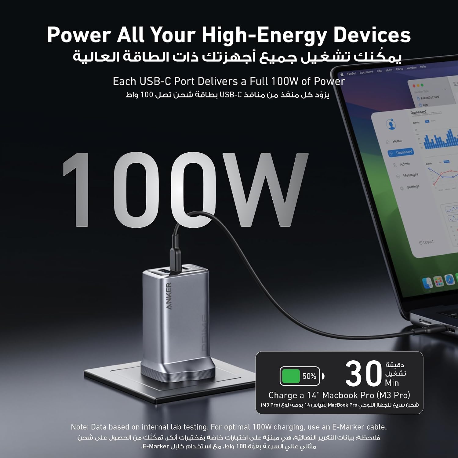 Anker Prime 100W USB C Charger, 3-Port Foldable and Compact GaN Charger, For MacBook Pro/Air, iPad Pro, iPhone 17/16 Series, Galaxy S26/S25/S24, Huawei, Pixelbook, Apple Watch, Xiaomi, Vivo and More