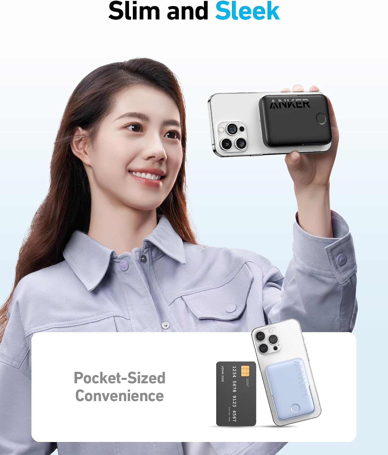 Anker Magnetic Battery (MagGo), 5,000mAh Wireless Power Bank with Foldable Stand and USB-C for iPhone 15/15 Plus/15 Pro/15 Pro Max, iPhone 14/13 Series - Black