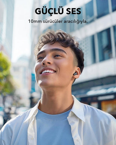 Soundcore by Anker R50i NC Wireless Bluetooth Earphones, Powerful and Smart Noise Cancelling, Powerful Bass, 45 Hours Playtime, 2-in-1 Case and Phone Stand, IP54, Bluetooth 5.4, Black