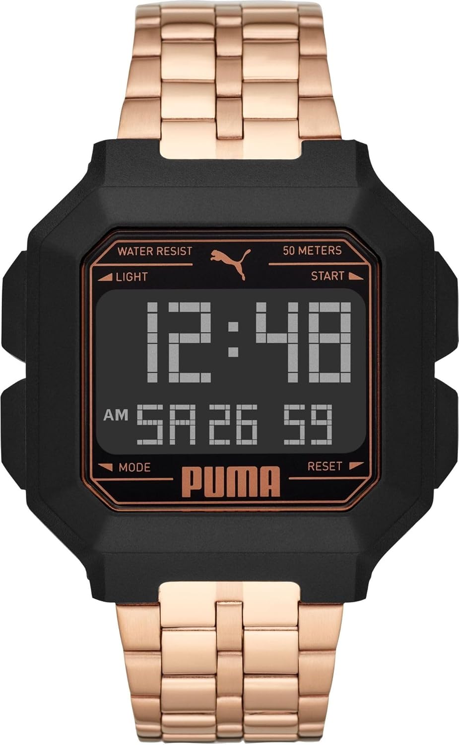 PUMA Remix Women's Digital Watch with Black LCD Dial and Black Stainless Steel Bracelet - P5035