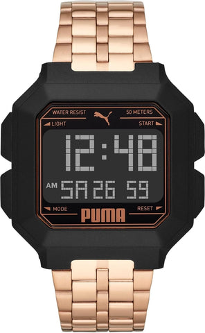 PUMA Remix Women's Digital Watch with Black LCD Dial and Black Stainless Steel Bracelet - P5035