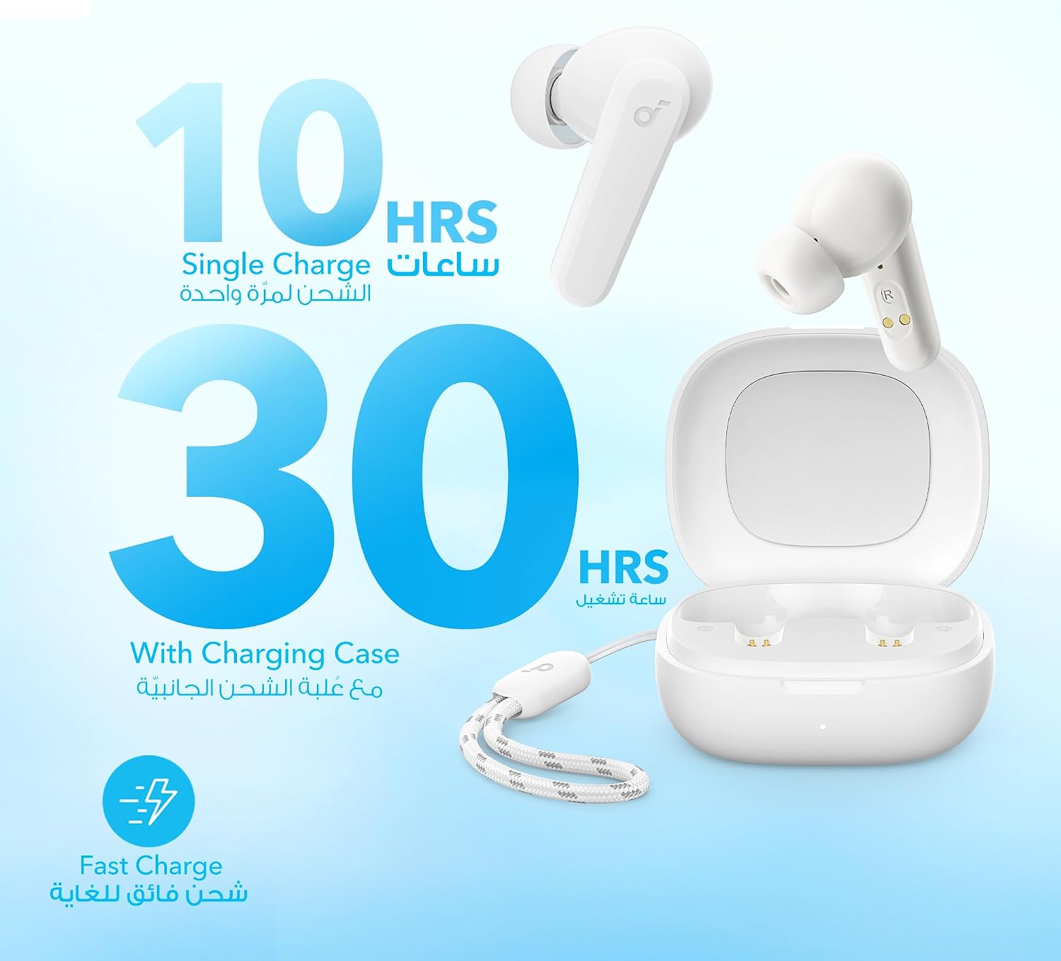 soundcore Anker P20i Bluetooth Earphones, 10mm Drivers with Big Bass True Wireless Earbuds, Bluetooth 5.3, 30H Playtime, IPX5, 2 Mics for AI Clear Calls, 22 Preset EQs, Customization via App (White)