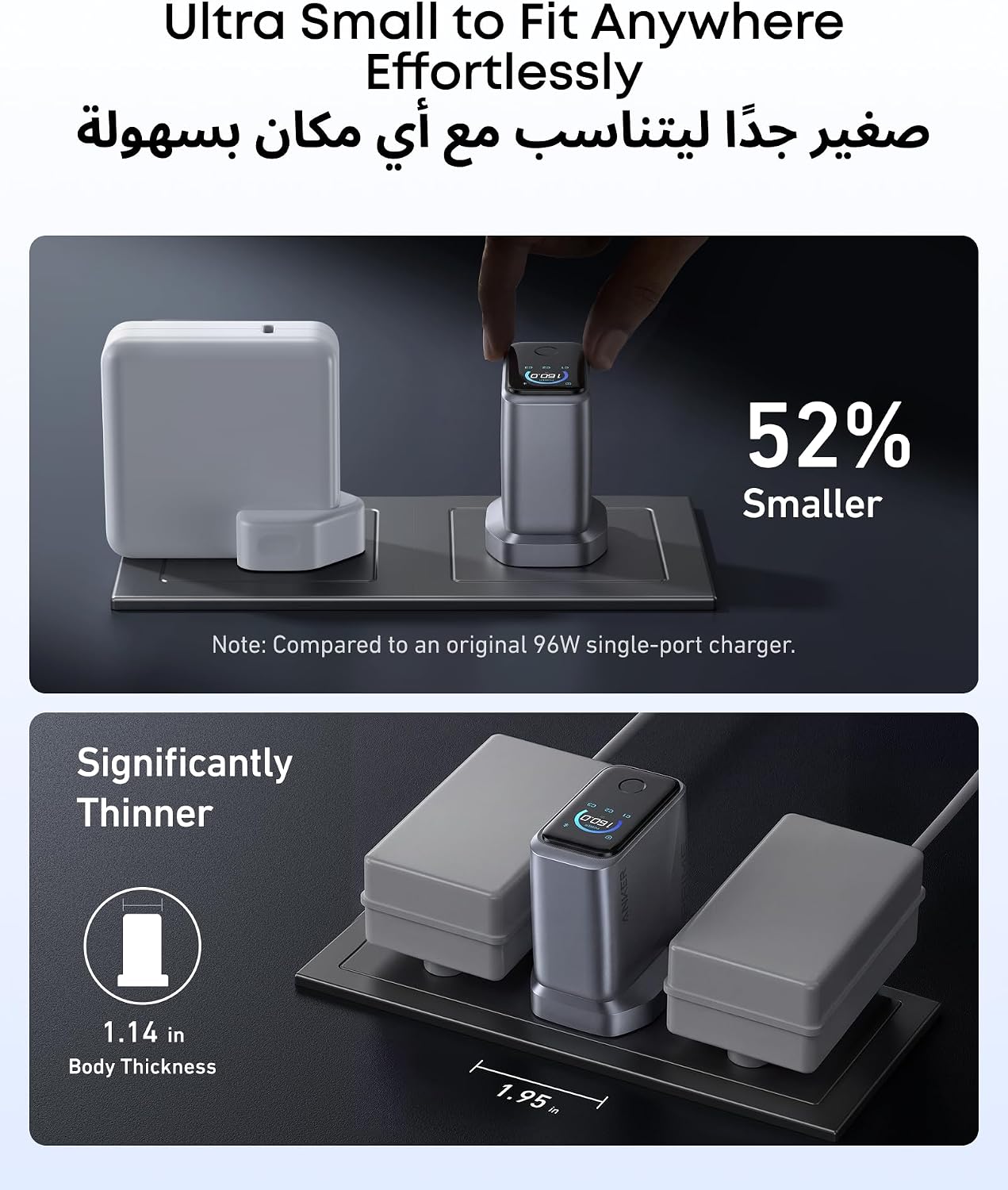 Anker Prime USB C Charger, 160W 3-Port Compact USB C GaN Charger, Smart Display and Touch Control, 140W Any-Single-Port Charging for MacBook, iPad, iPhone 17/16 Series, and More (Cable Not Included)