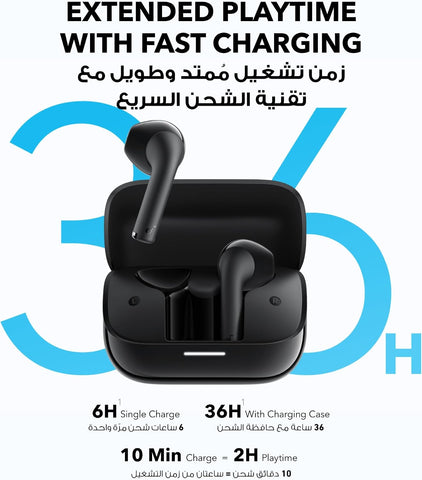 Soundcore K20i by Anker, Semi-in-Ear Earbuds, Bluetooth Wireless, 36H Playtime, Fast Charge, Clear Sound, Comfortable Fit, ENC 2-Mic Clear Calls, Custom EQ, IPX5, Bluetooth 5.3, App Control (Black)