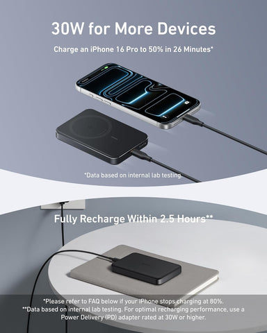 Anker MagGo Power Bank, Ultra-Slim 10,000mAh Magnetic Battery Pack, Qi2 Certified 15W Ultra-Fast MagSafe Compatible Portable Charger, Ergonomic Design, for iPhone17/16/15/14 Series, and more