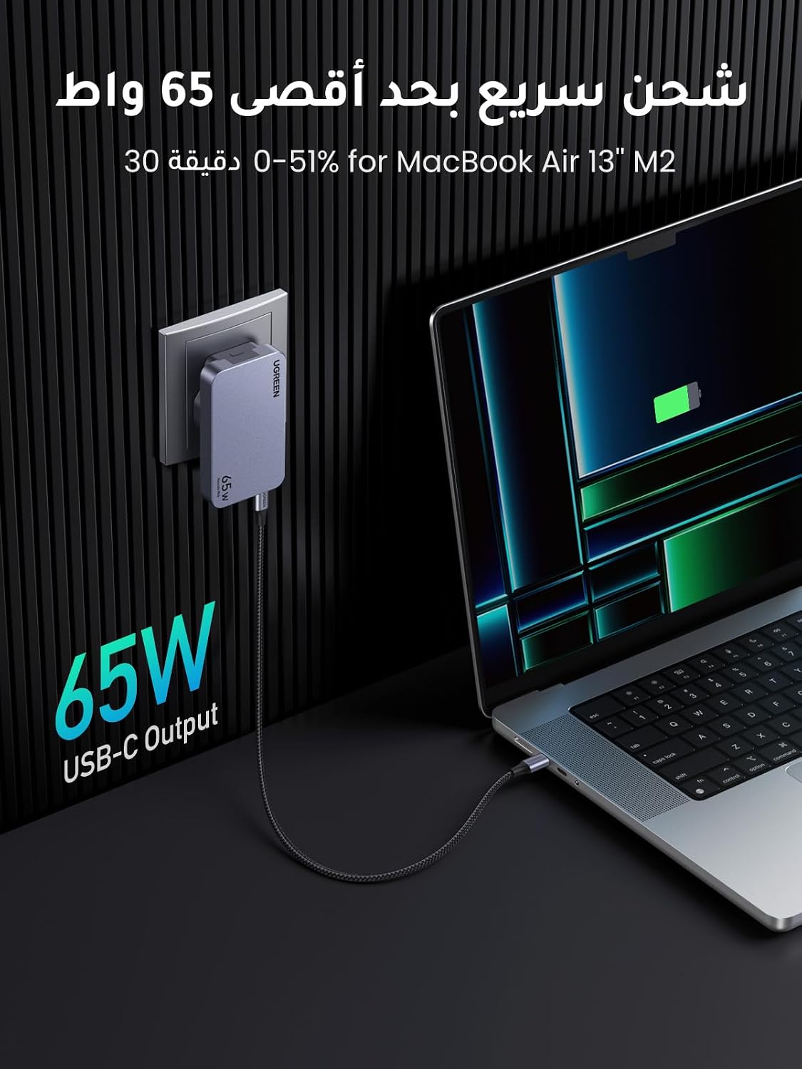 UGREEN Nexode Pro 65W USB-C Charger,Travel Adapter with UK/EU Plug GaN II 3-Port Ultra-Slim Type C Fast Wall Charge Laptop Charging Compatible for MacBook Air,Dell XPS,iPad, iPhone 17,Galaxy S25 Ultra