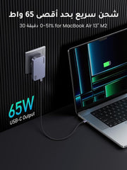 UGREEN Nexode Pro 65W USB-C Charger,Travel Adapter with UK/EU Plug GaN II 3-Port Ultra-Slim Type C Fast Wall Charge Laptop Charging Compatible for MacBook Air,Dell XPS,iPad, iPhone 17,Galaxy S25 Ultra