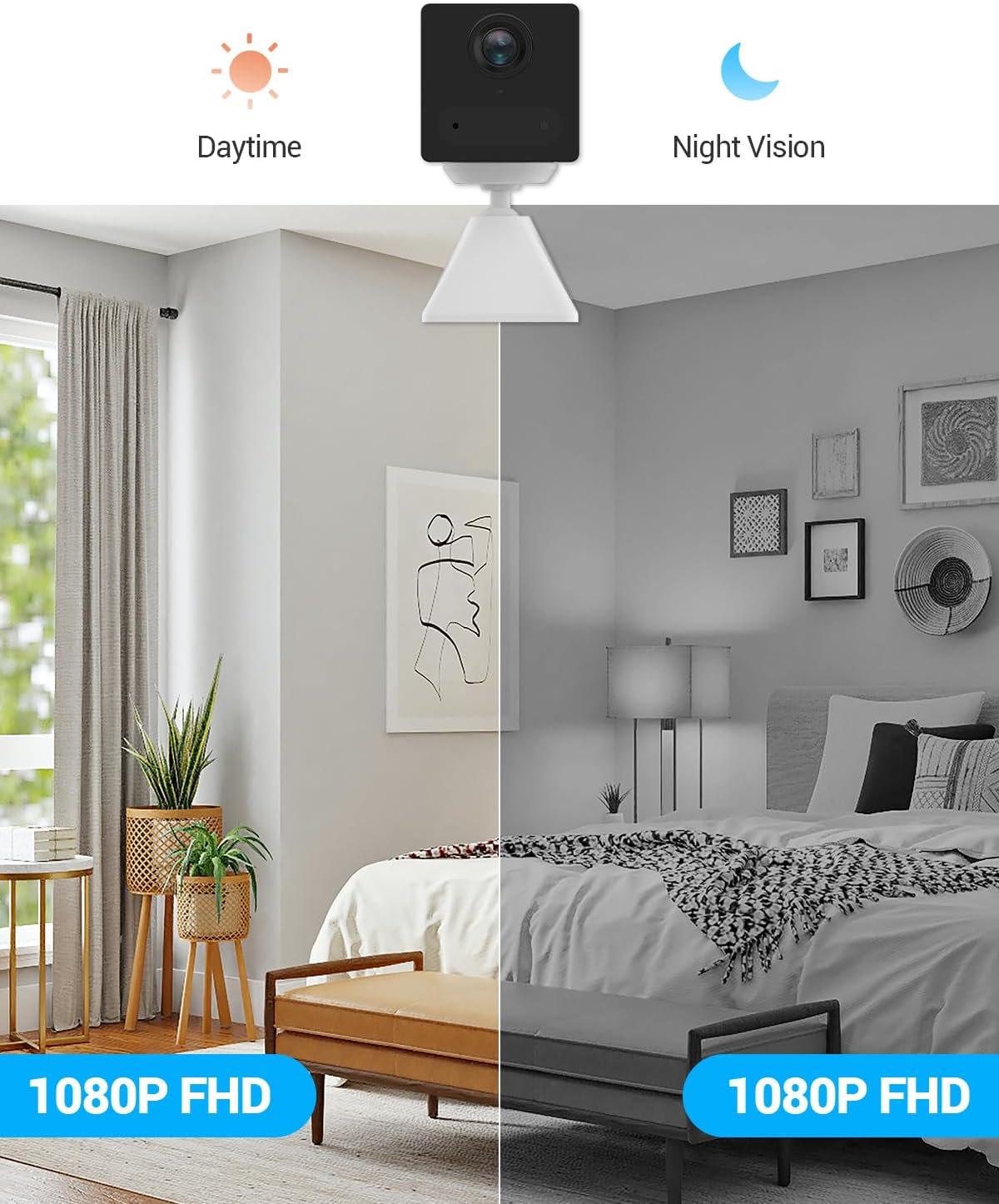 EZVIZ CB2 Security Camera with Battery, 1080p WiFi camera, Mini Camera with Smart Human Motion Detection, Two Way Talk with Magnetic Base, Night Vision, Supports Cloud & SD card Storage(White)