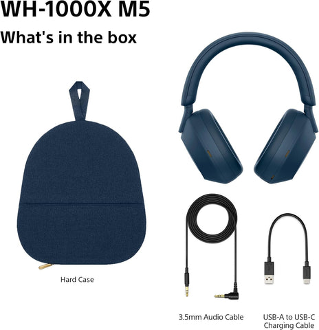 Sony WH-1000XM5 Wireless Noise Cancelling Headphones (30h Battery, Touch Sensor, Quick Charge Function, Optimised for Amazon Alexa, Headset with Microphone) Midnight Blue, Blue