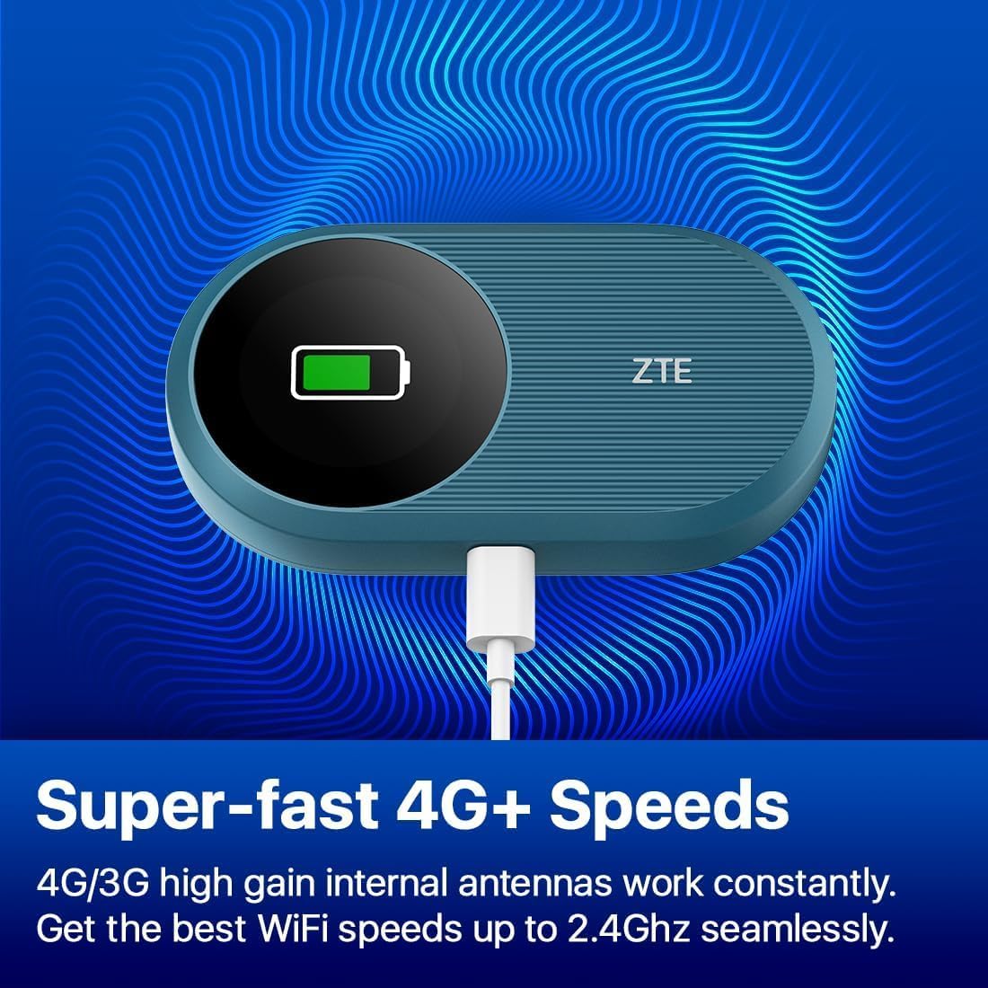 ZTE Wireless Mobile Wi-FI Router Pro U10S Pro,WiFi 6 Up to 287Mbps,3000mAh Unlock 4G LTE Pocket WiFi Router With Sim Card Slot And Type C Port-Blue