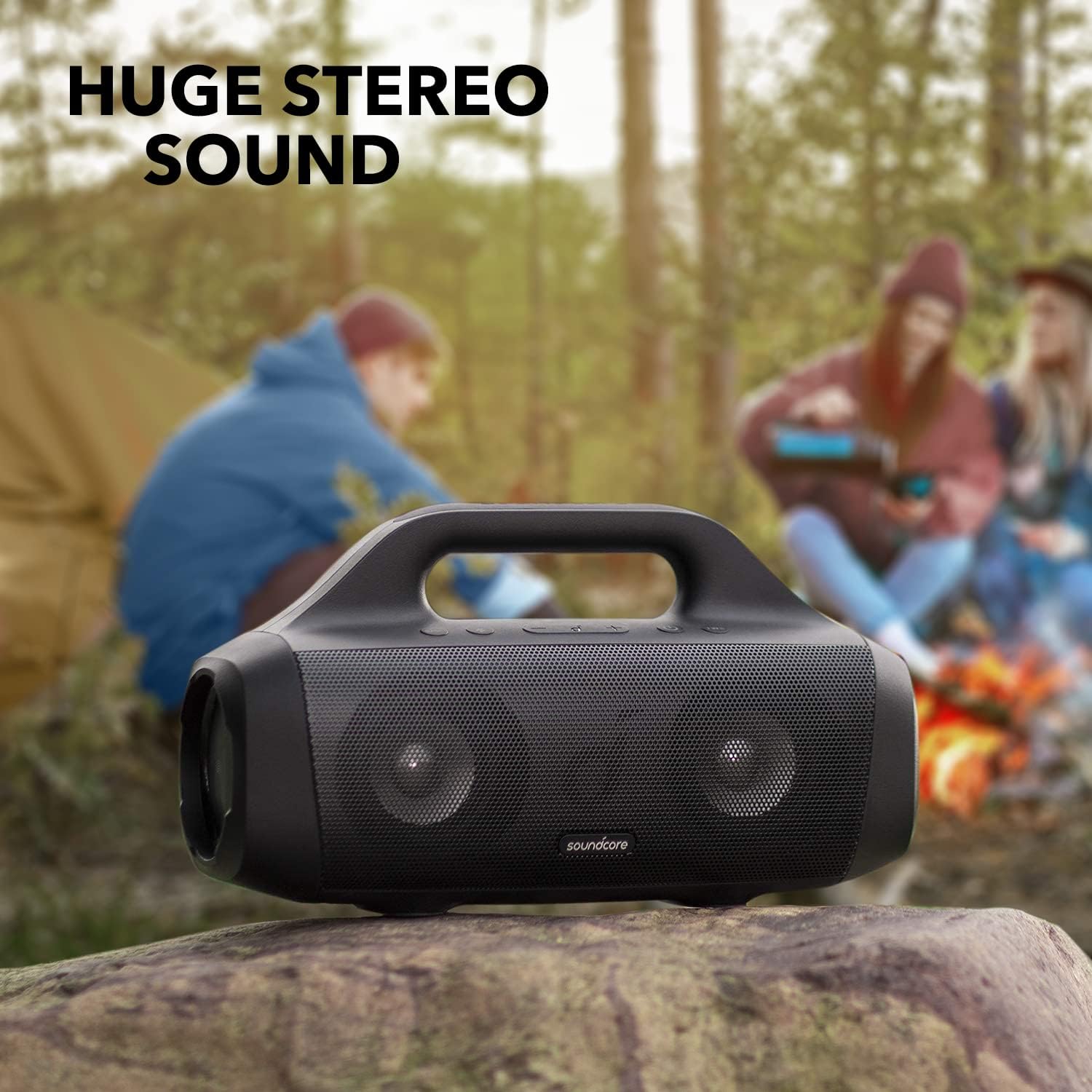 soundcore Anker Motion Boom Bluetooth Speaker with Titanium Audio Drivers, BassUp Technology, IPX7 Water Protection, 24h Battery, Ideal for Outdoors, Garden, Beach | 24H Playtime, App, Built-in Handle, Outdoor Speaker for Camping, Pool, Beach, Backyard
