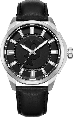 Laweka Watch For Men Black Dial And Black Leather Strap