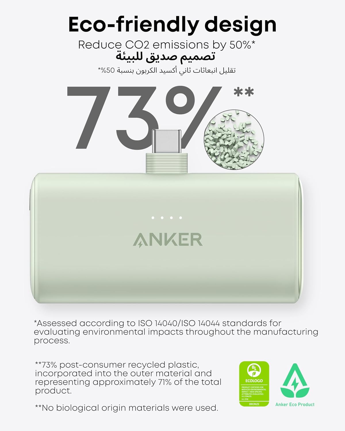 Anker Nano Power Bank, Mini Portable Charger with Built-In Foldable USB-C Connector, 5,000mAh Battery Pack 22.5W, For iPhone 16/15 Series, Samsung, Huawei, iPad, AirPods, Xiaomi, Vivo, Oppo and More