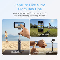 DJI Osmo Mobile 8 Gimbal Stabilizer for Phone, Native Tracking with Audio & Lighting, 360° Pan Rotation, Built-in Extension Rod & Tripod, 10h Battery, Extension Rod, Robust 3-Axis Stabilization