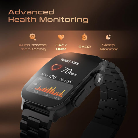 FASTRACK HORIZON S1 SMART WATCH 1.96" AMOLED ARCHED DISPLAY, FUNCTIONAL CROWN, BT CALLING, HEALTH SUITE, BLACK METAL CASE (BLACK STEEL)