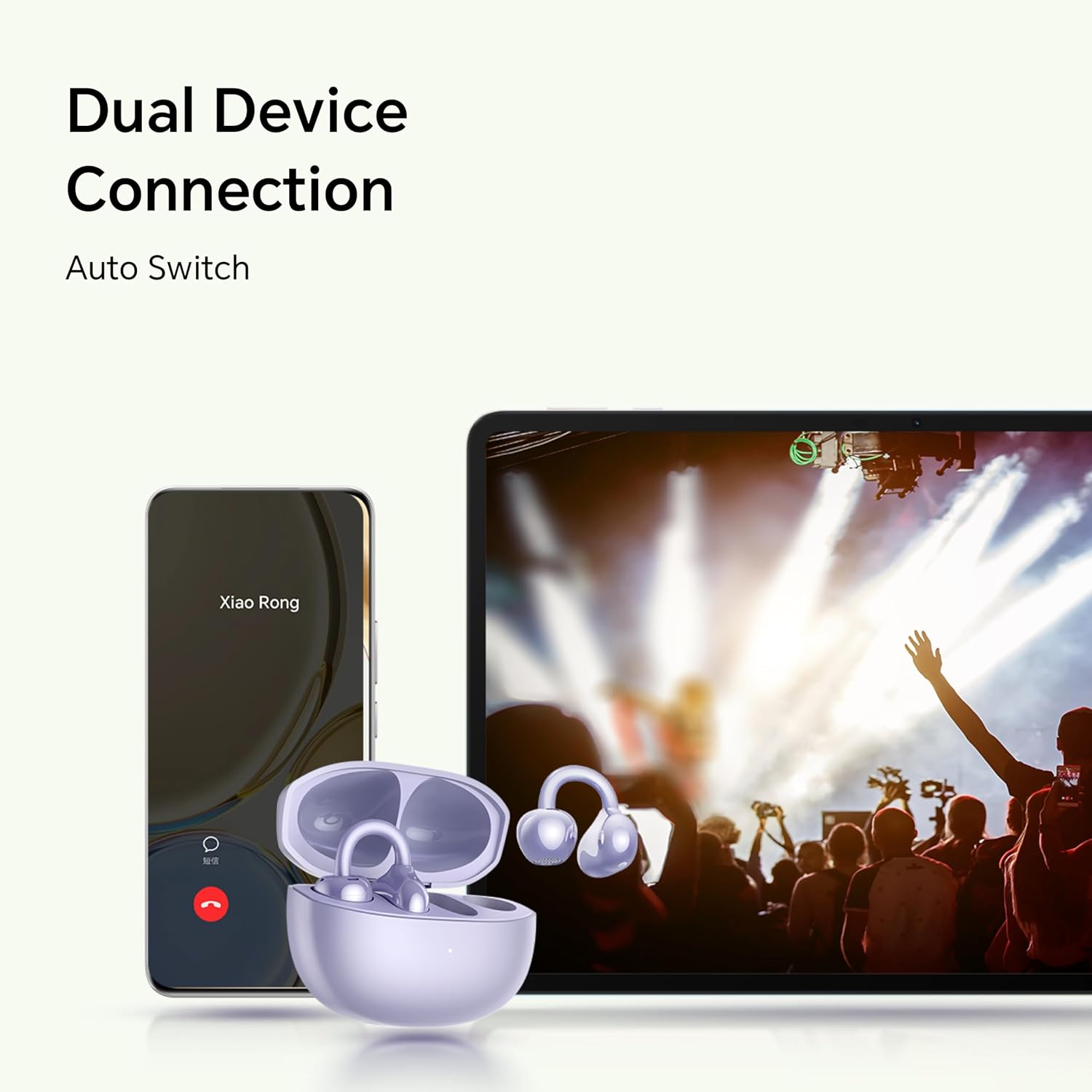 HONOR Choice Earbuds CLIP (2025 Model) Wireless Earphones, Open-Ear Bluetooth Earbuds, Feather-Like Wearing, 36 Hour Long Battery Life, Purple