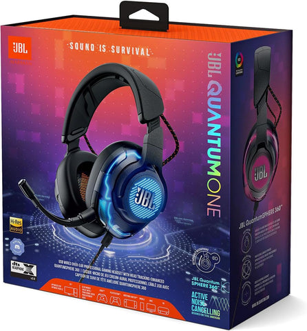 JBL Quantum 300 Hybrid Wired Over-Ear Gaming Headphones with Voice-Focus Flip-Up Mic, QuantumSURROUND Realistic Spatial Soundstage, Lightweight, Memory Foam Comfort, PC and Consoles Compatible - Black