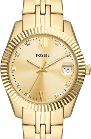 Fossil Women's Scarlette Mini Quartz Stainless Steel Three-Hand Watch, Color: Gold/Gold (Model: ES5338)