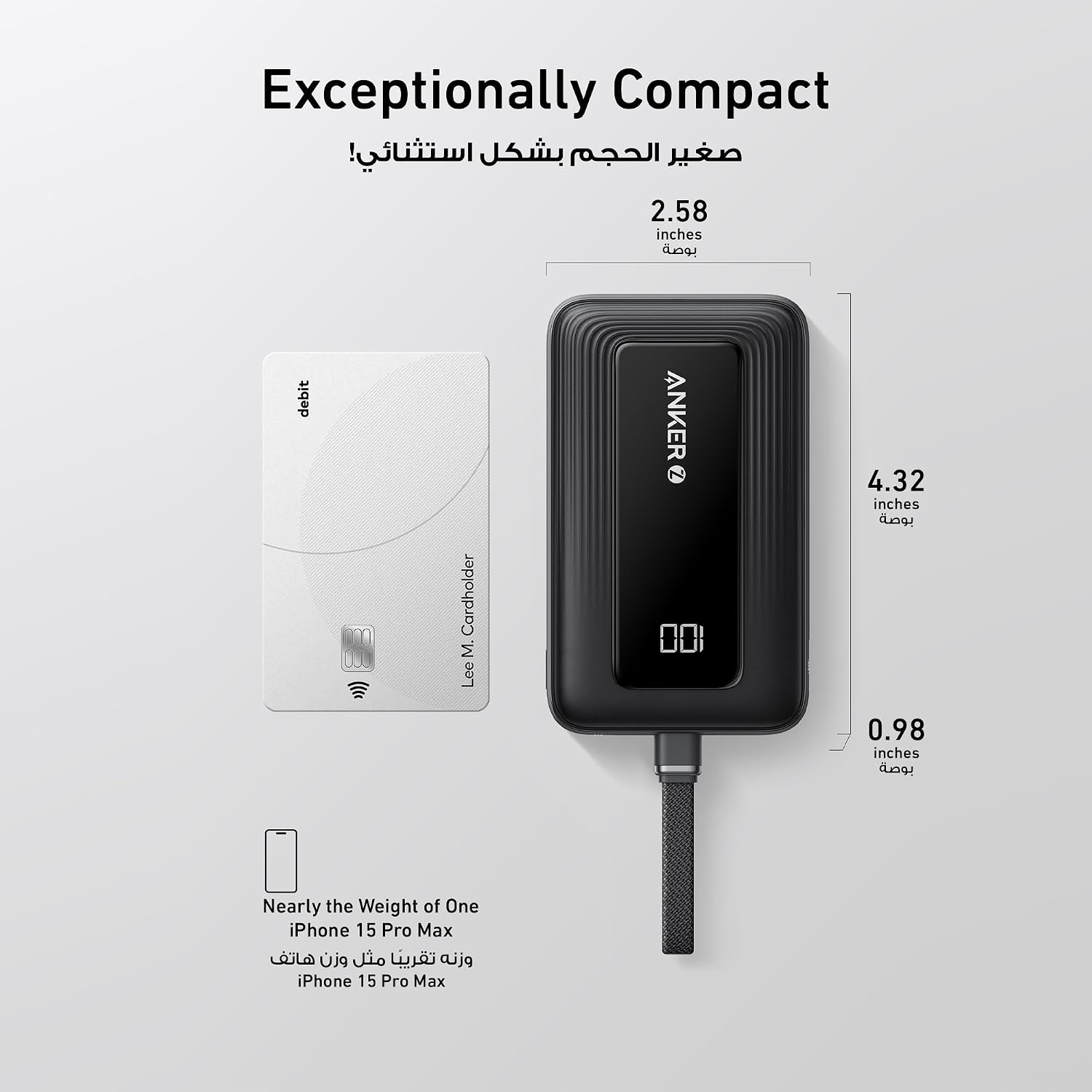 Anker Zolo Power Bank, 20,000mAh 30W High-Speed Portable Charger with Built-In USB-C Cable, Battery Pack For iPhone 17/17 Air/17 Pro/17 Pro Max/16 Series, Galaxy, and More (Black, 20000 mAh)