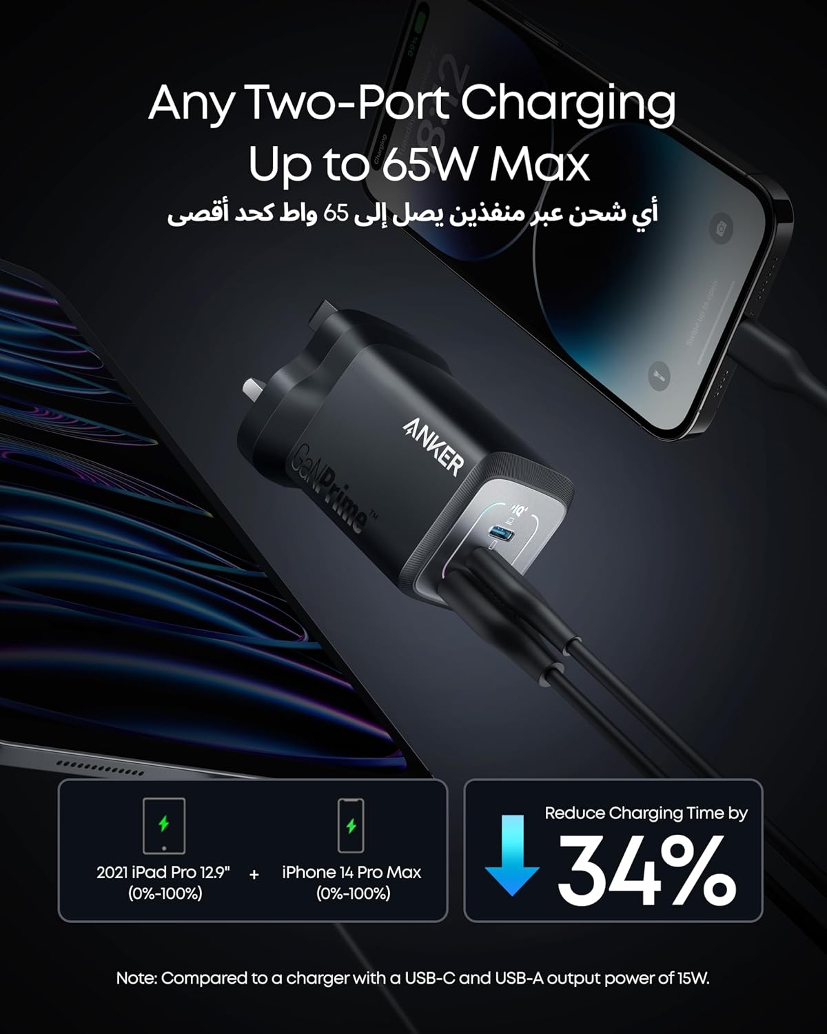 Anker 67W USB C Plug Prime GaN Wall Charger, 3-Port Compact and Foldable Fast PPS Charger, For MacBook Pro/Air, iPad Pro, iPhone17/16/15 Series, Galaxy S26 Series, Note20, Pixel, Apple Watch, and More