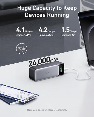 Anker 737 Power Bank (PowerCore 24K), 24,000mAh 3-Port Portable Charger with 140W Output, Smart Digital Display, Compatible with MacBook Pro/Air, iPhone 17/16 Series, Samsung, Huaiwei, Dell