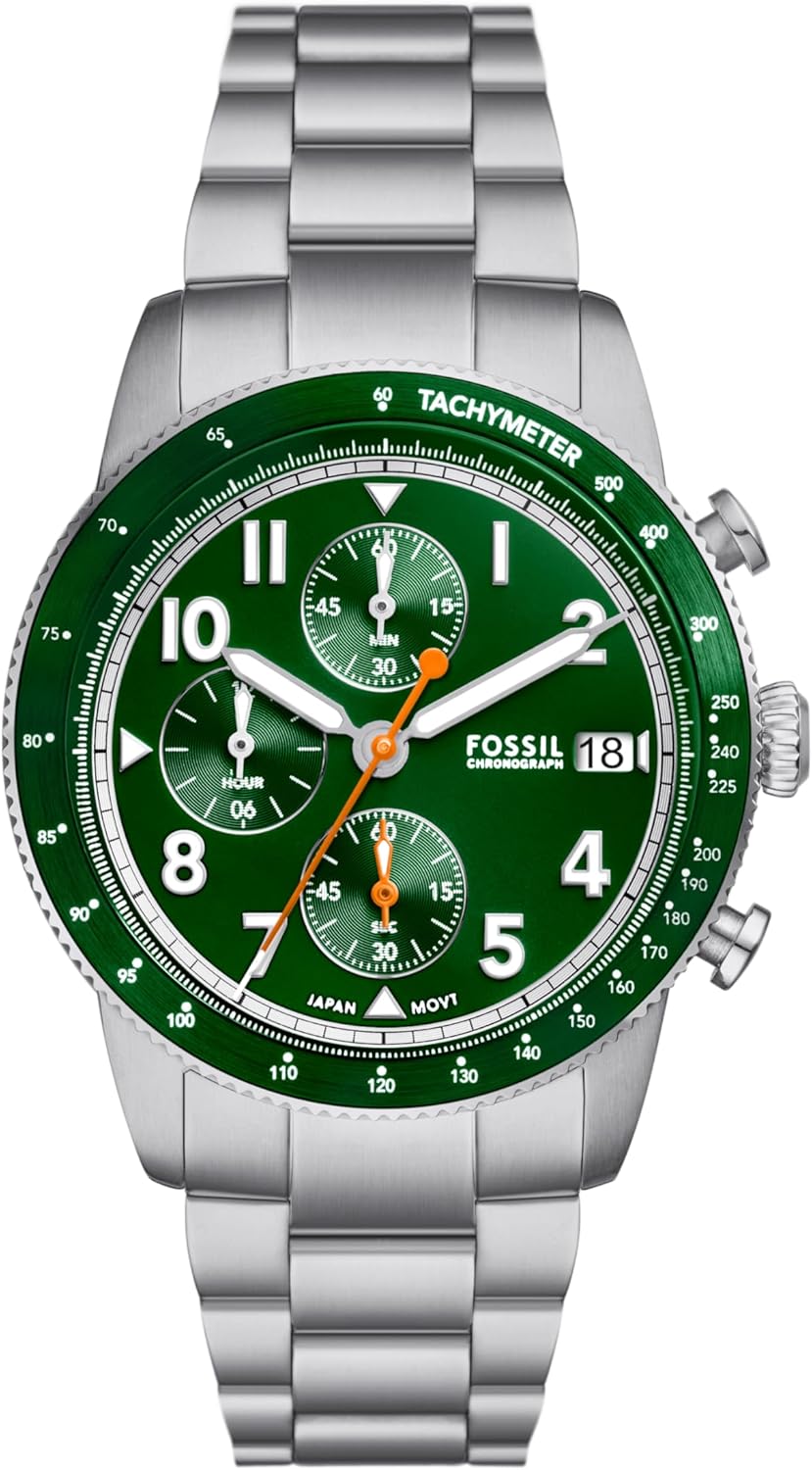 Fossil Sport Tourer Men's Automotive-Inspired Sports Watch with Stainless Steel, Silicone, or Leather Band