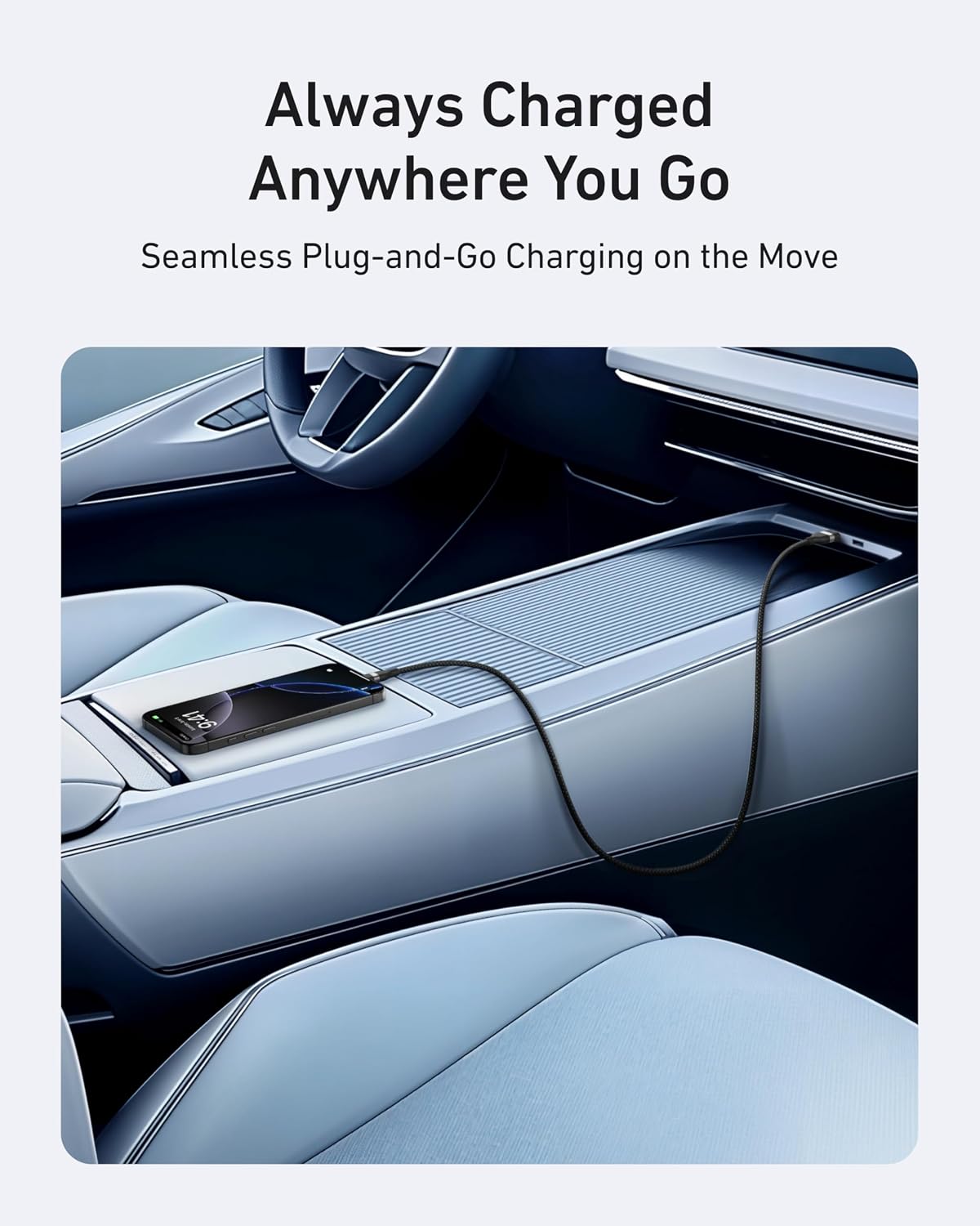 Anker Car Carplay USB to USB C Cable for iPhone17/16, Upcycled Braided USB A to USB C Car Charger Cord for Samsung Note20 and More (USB 2.0, 3FT)