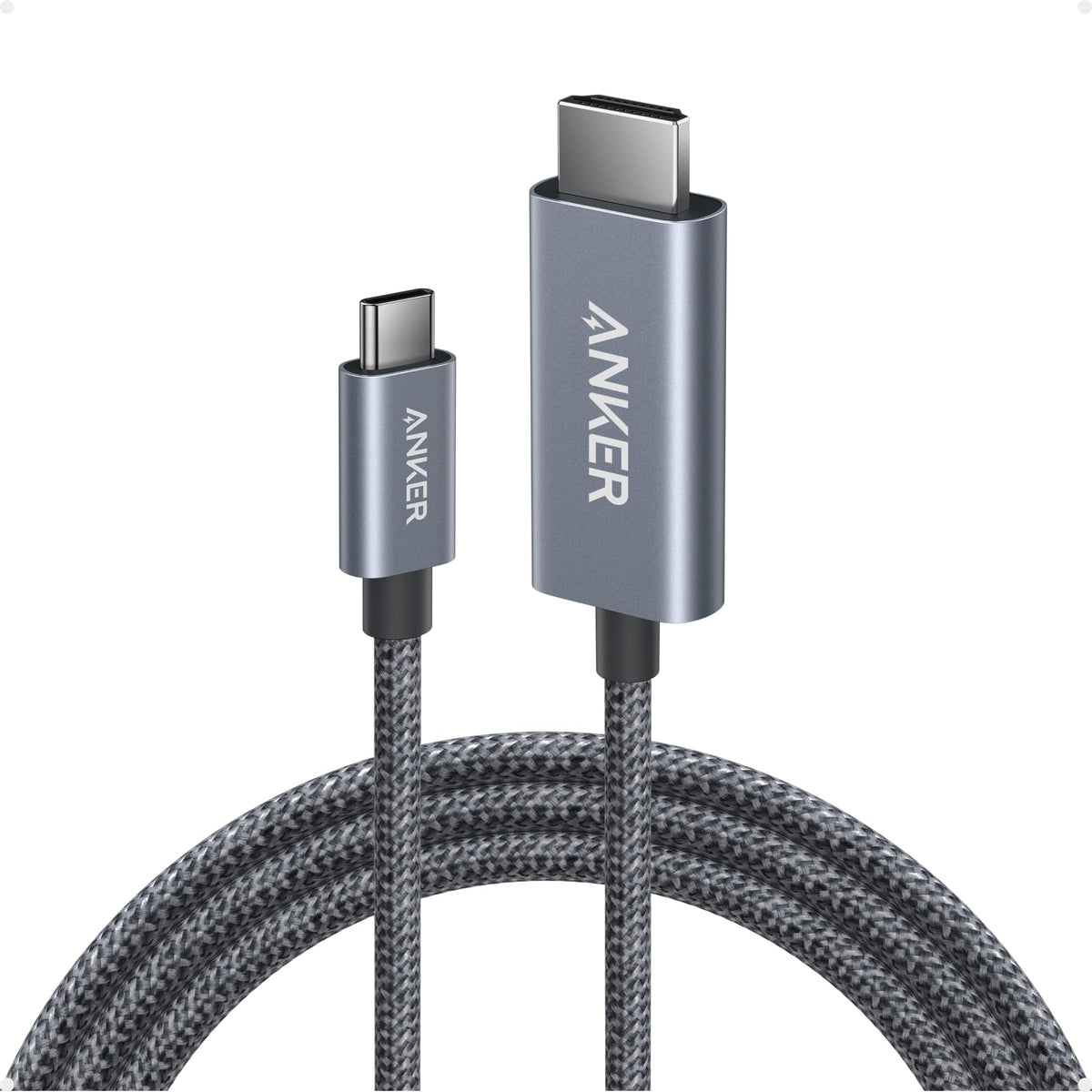 Anker HDMI Cable, 4K@60Hz Ultra-Fast Nylon-Braided USB C to HDMI Cord with Advanced Shielding, Thunderbolt 5/4/3, For MacBook, iPad, iPhone,HD TV, and More (3 FT)