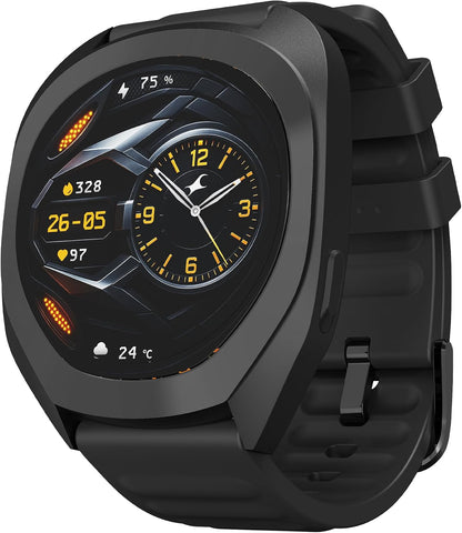 Fastrack Smart Watch | BT Calling | 3.5cm Ultra UV Round Display, Deep Black, Standard