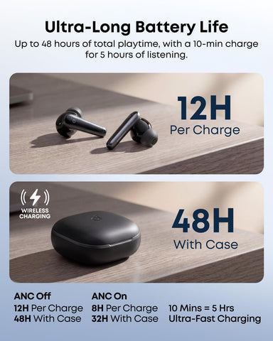 soundcore Liberty 5 by Anker, Noise-Cancelling Wireless Earbuds, 2x Stronger Voice Reduction, Real-Time Adaptive Noise Cancellation, Fast Charging, Dolby Audio, 6-Mic AI Clear Calls, Long Battery Life