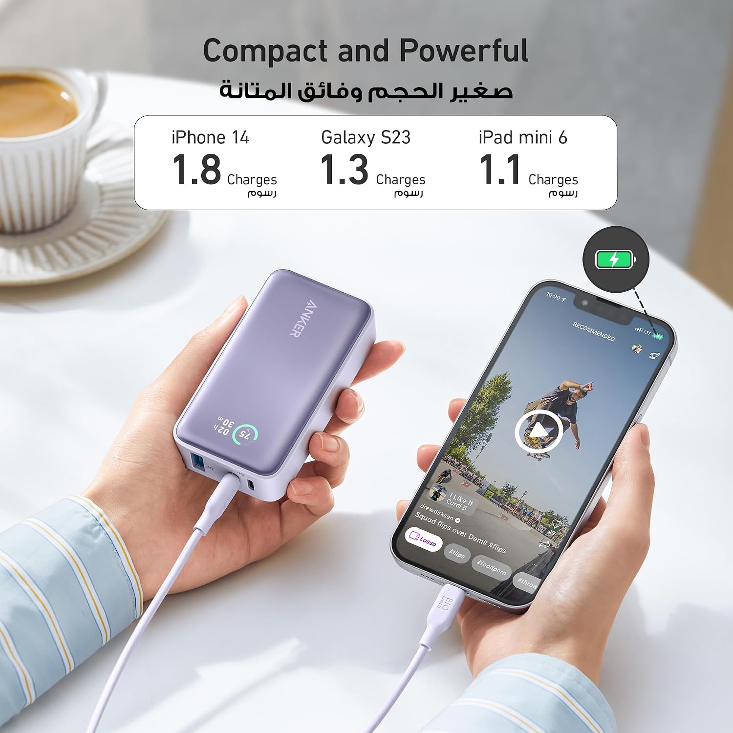 Anker Power Bank, 533 Power Bank (PowerCore 30W), Power IQ 3.0 Portable Charger with PD 30W Max Output, 10,000mAh Battery Pack for iPhone 16/15/14 Series, Dell, Microsoft Surface, iPad Pro, and More